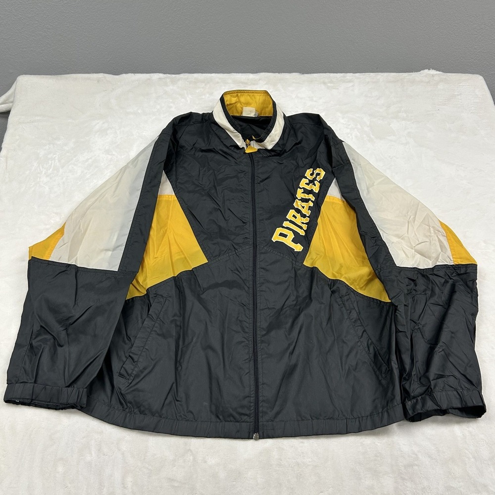 Unbranded Pirates Windbreaker Jacket Mens XXL Black Yellow Colorblock Vintage